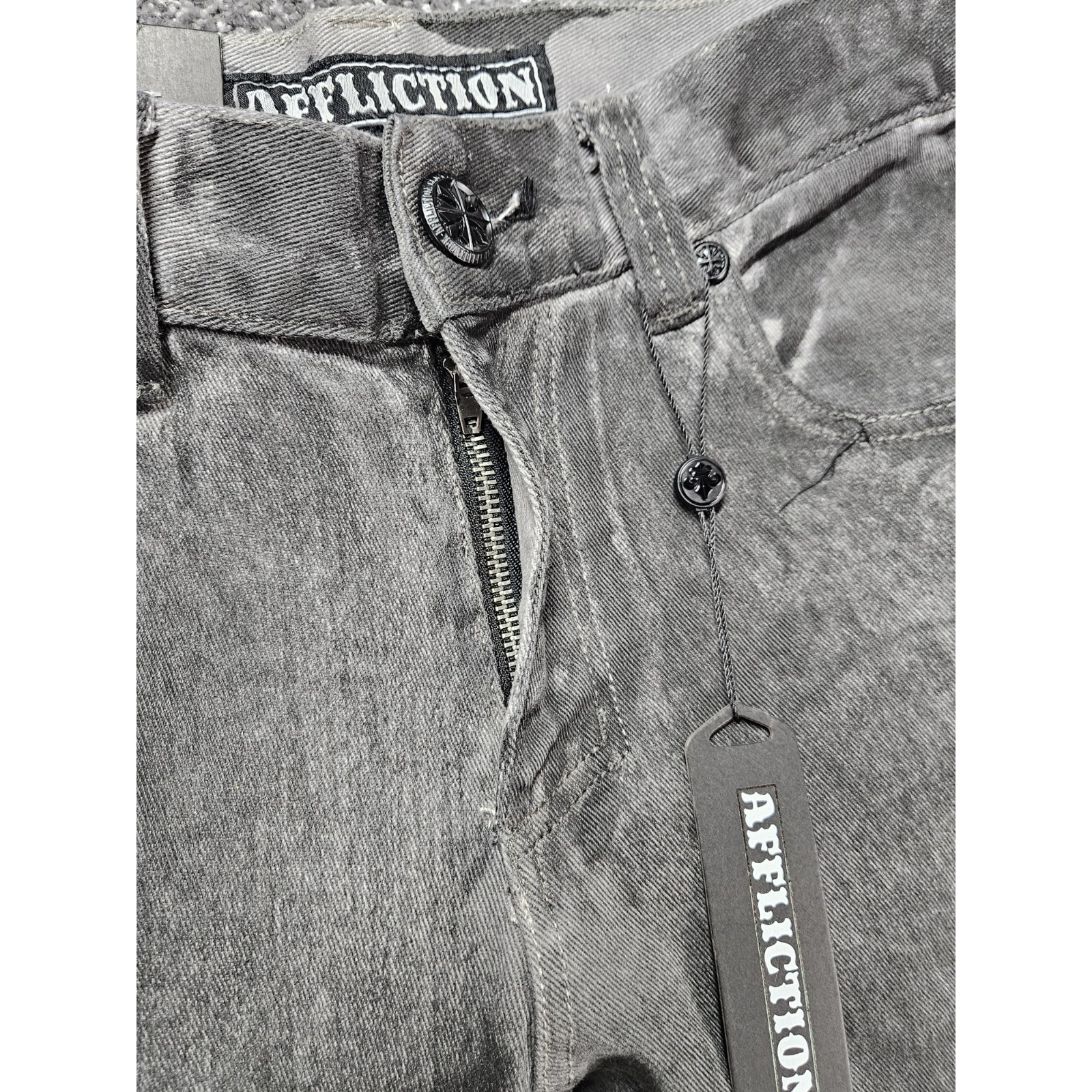 Nwt Affliction Gage Gray Faded Distressed Stretch Denim Jean Mens 30x32 Grunge — image 4 of 8